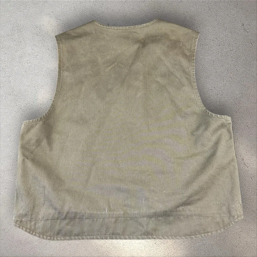 Vtg Carhartt V19 Tan Vest Canvas Sherpa‎ Fleece Lined Workwear Distressed Sz 2XL